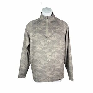 Fish Hippie Co 1/4 Zip Pullover Mens‎ Small Gray Camo
